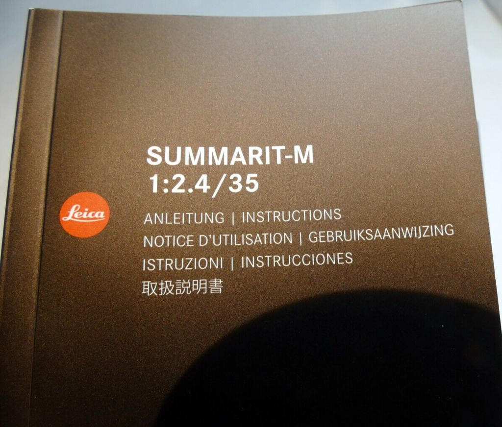 Leica Mummarit-M 35mm f2.4  Asph. lens Instructions manual Guide