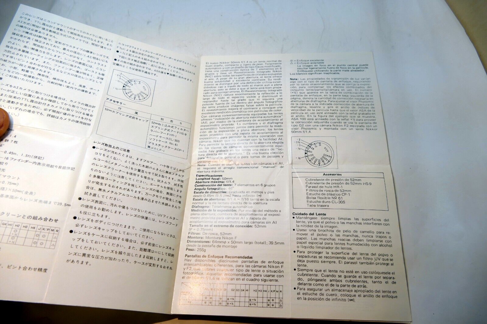 Nikon Nikkor 50mm f1.4 F KK Ai LENS Instruction Guide Manual 1979