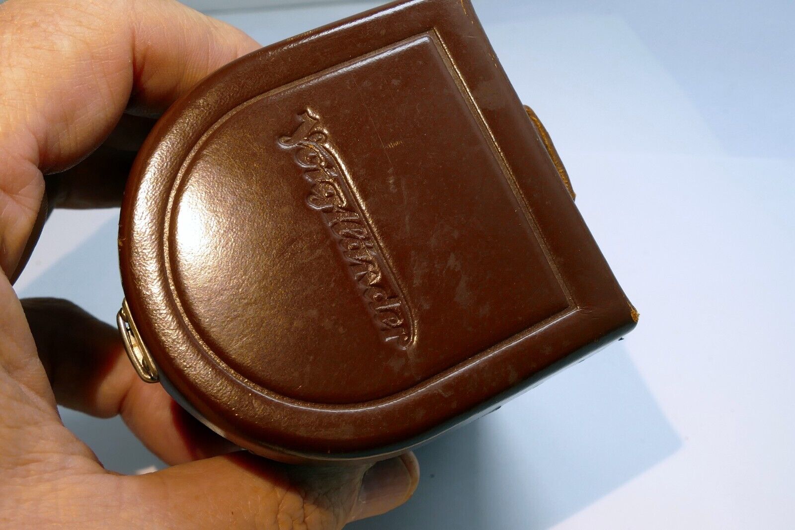 Voigtlander lens case leather vintage 4X2.5X2.5"  APO 90mm F3.5 Germany