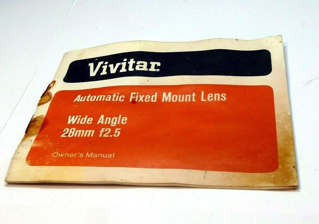 Vivitar Fixed 28mm f2.5 Wide Angle Lens  Owner's Manual guide English 1972