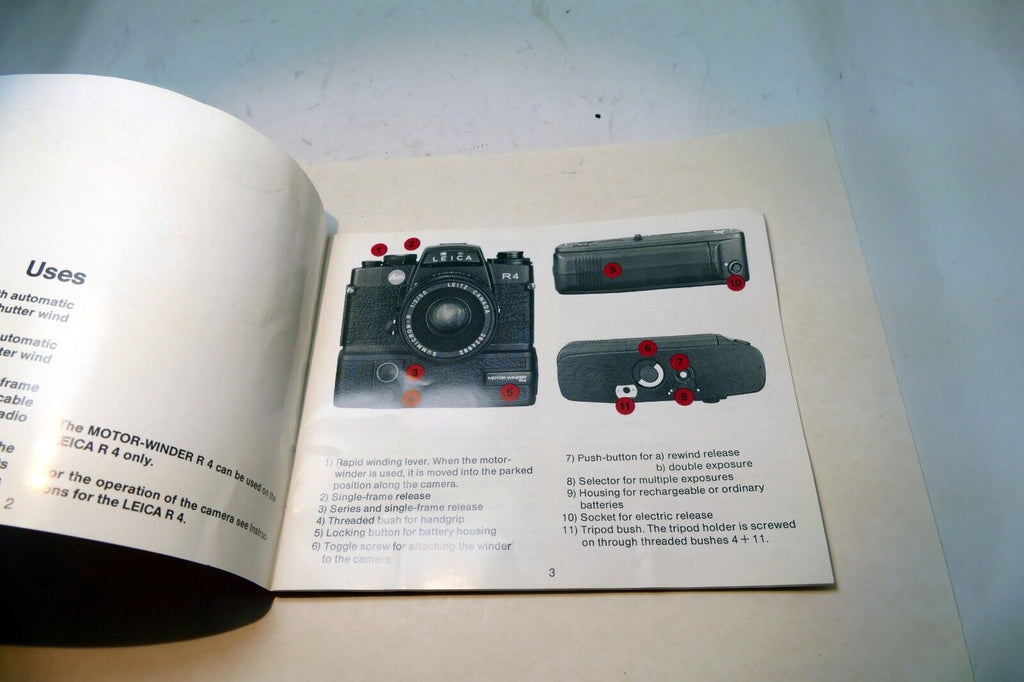 Leica R4 Motor-winder R-4 instruction Guide Book manual EN English