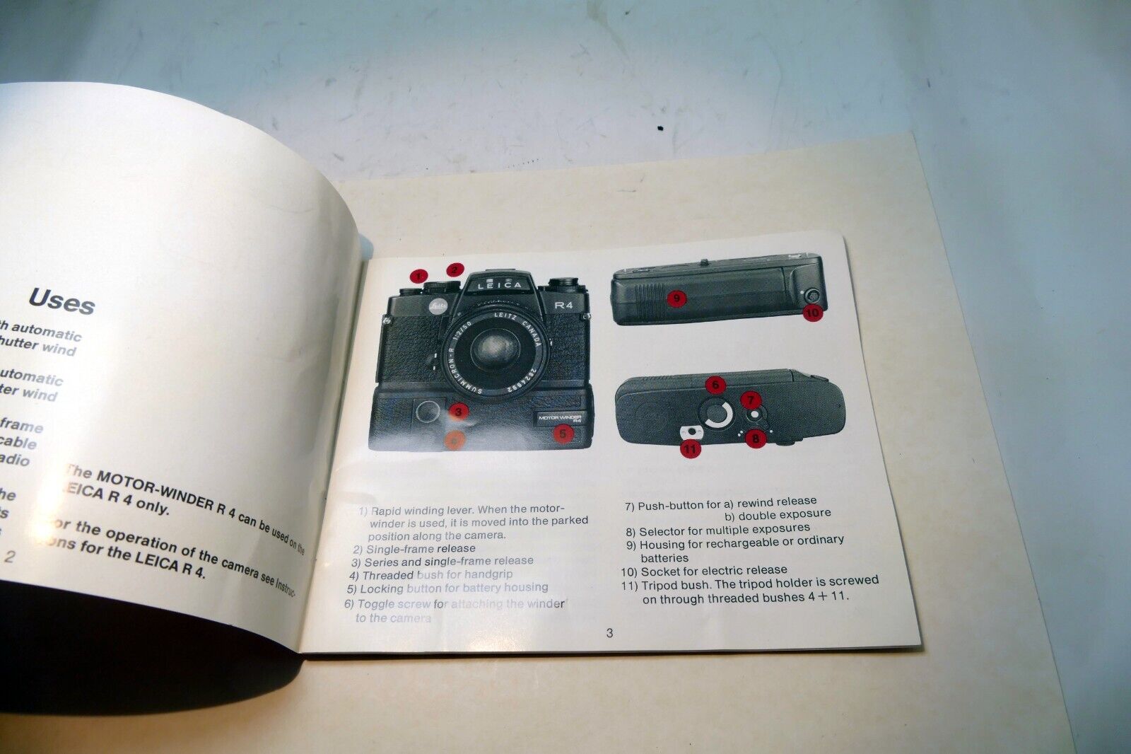 Leica R4 Motor-winder R-4 instruction Guide Book manual EN English