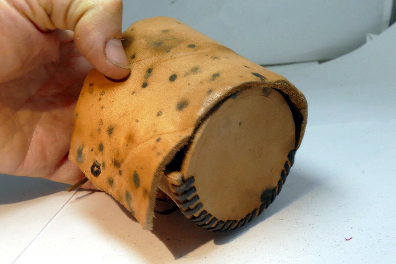 Handmade Hard lens case 2.5X3" 28mm f3.5 50mm f1.8 lens (wild west) leather