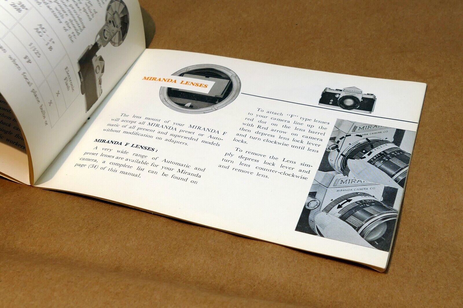 Miranda Model F camera Instruction Manual Guide (E) English