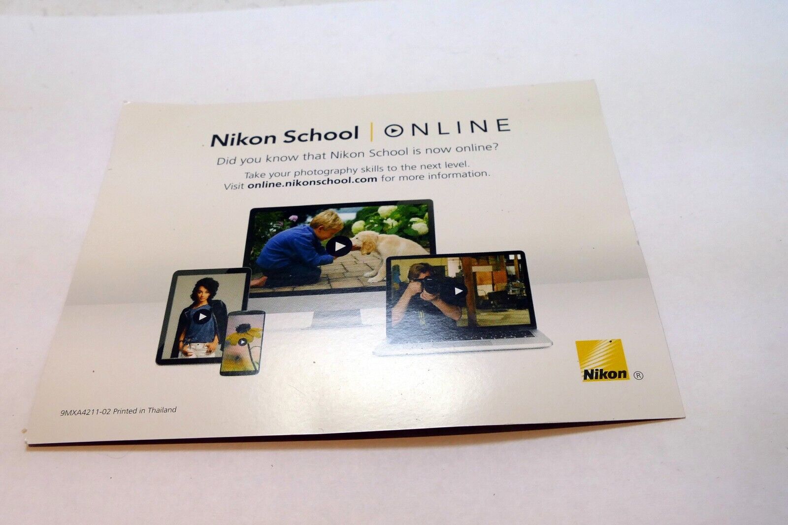 Nikon School of photography registration card