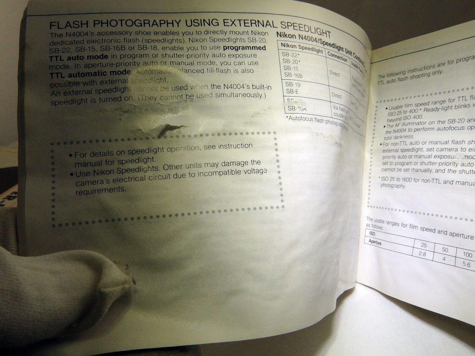 Nikon N4004 AF Camera Instruction Manual Owner's Guide (EN) (poor condition)