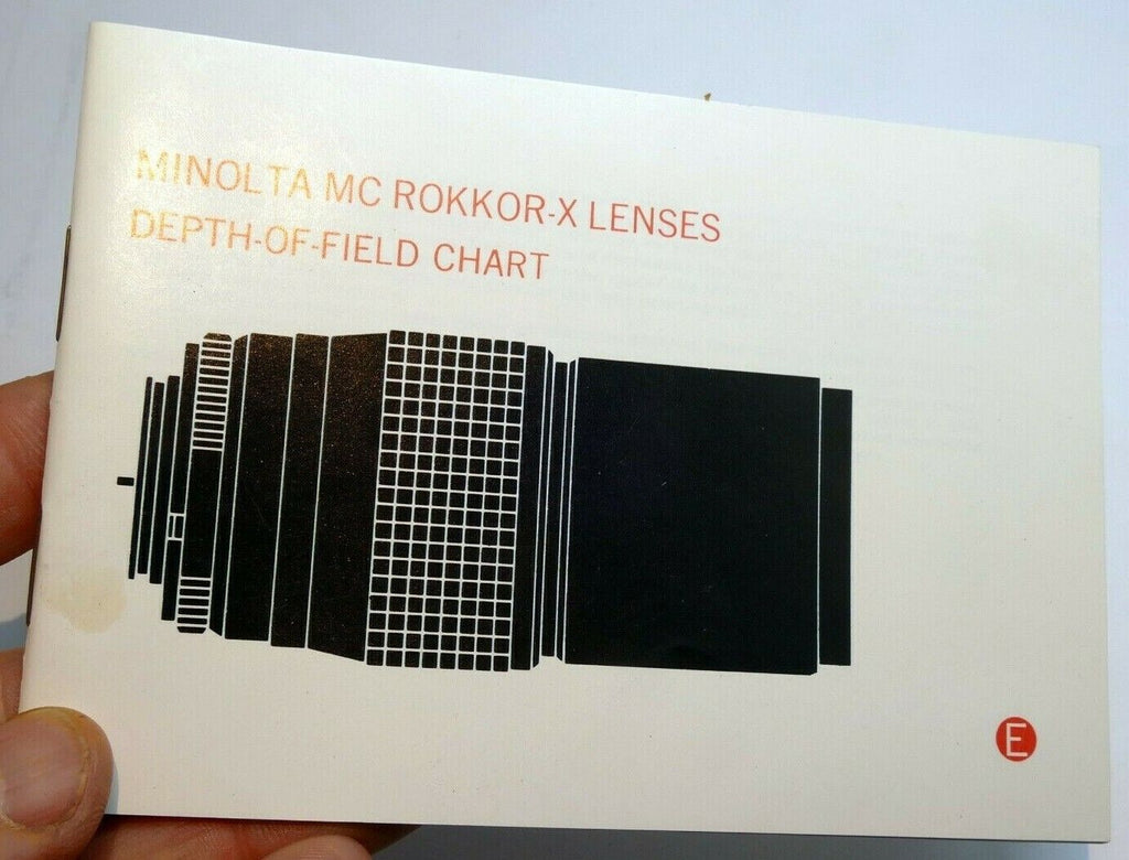 Minolta MC Rokkor -X lens Depth Of-Field Chart  Specification Guide
