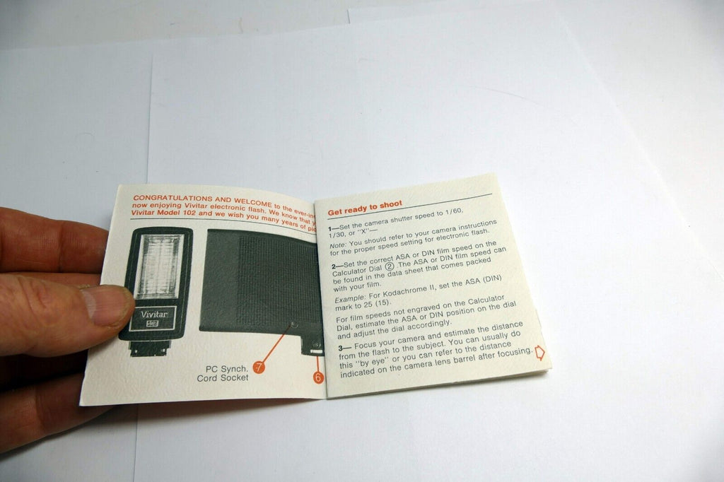 Vivitar Model 102 Flash  Instruction Manual / User Guide EN - genuine OEM