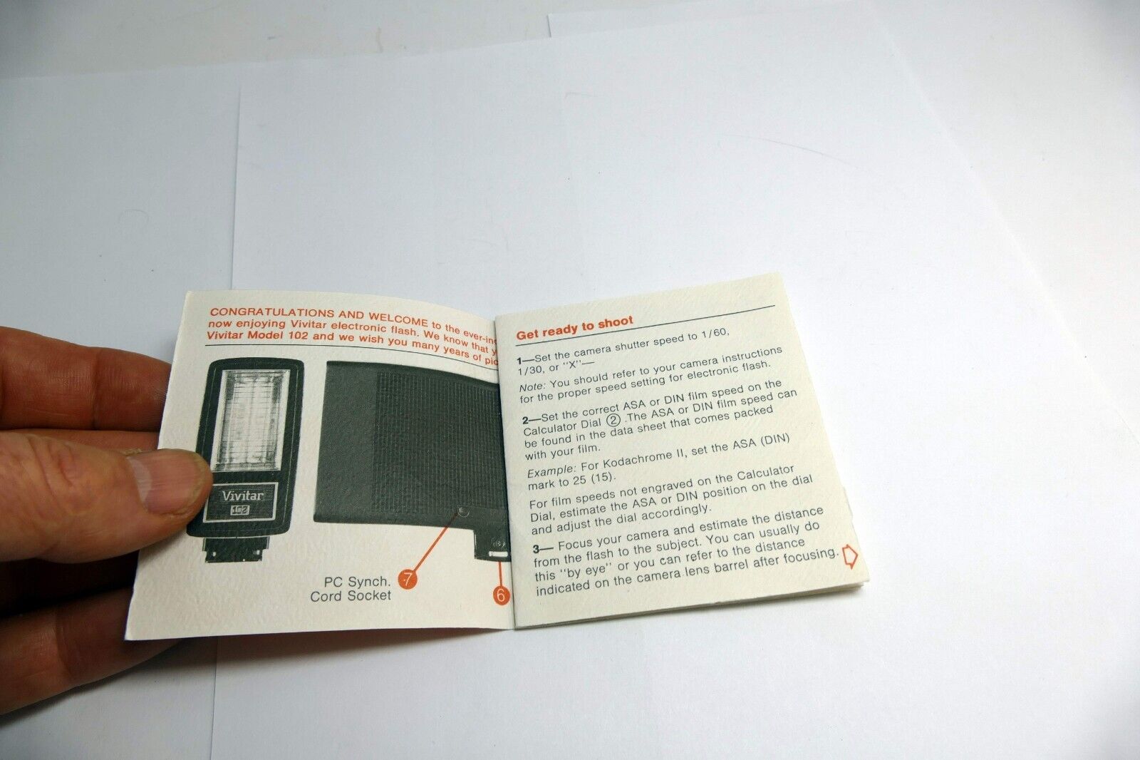 Vivitar Model 102 Flash  Instruction Manual / User Guide EN - genuine OEM