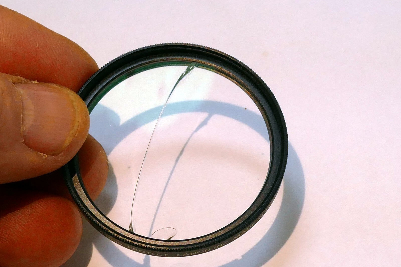 Canon 43mmm Filter clear protection - DAMAGED, Cracked glass ring good