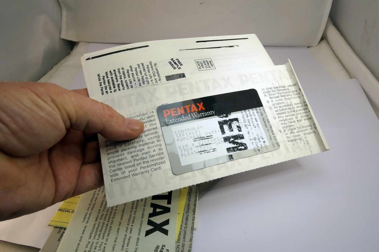 Pentax extended warranty card w/ folder vintage for IQ zoom series camera 1989