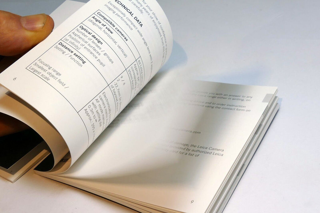 Leica Summicron-TL 23mm f2.0 f2 11081 Lens Instructions manual Guide