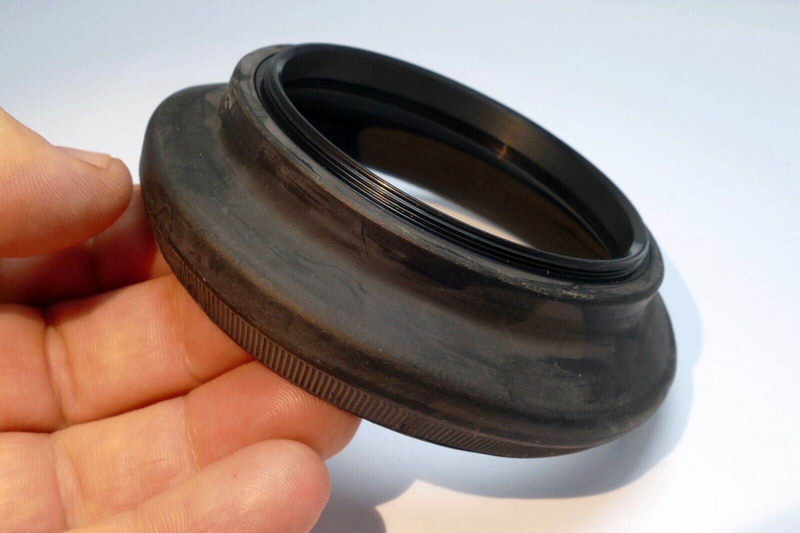 72mm Rubber Lens Hood Shade  double  threaded - poor condition soft rubber