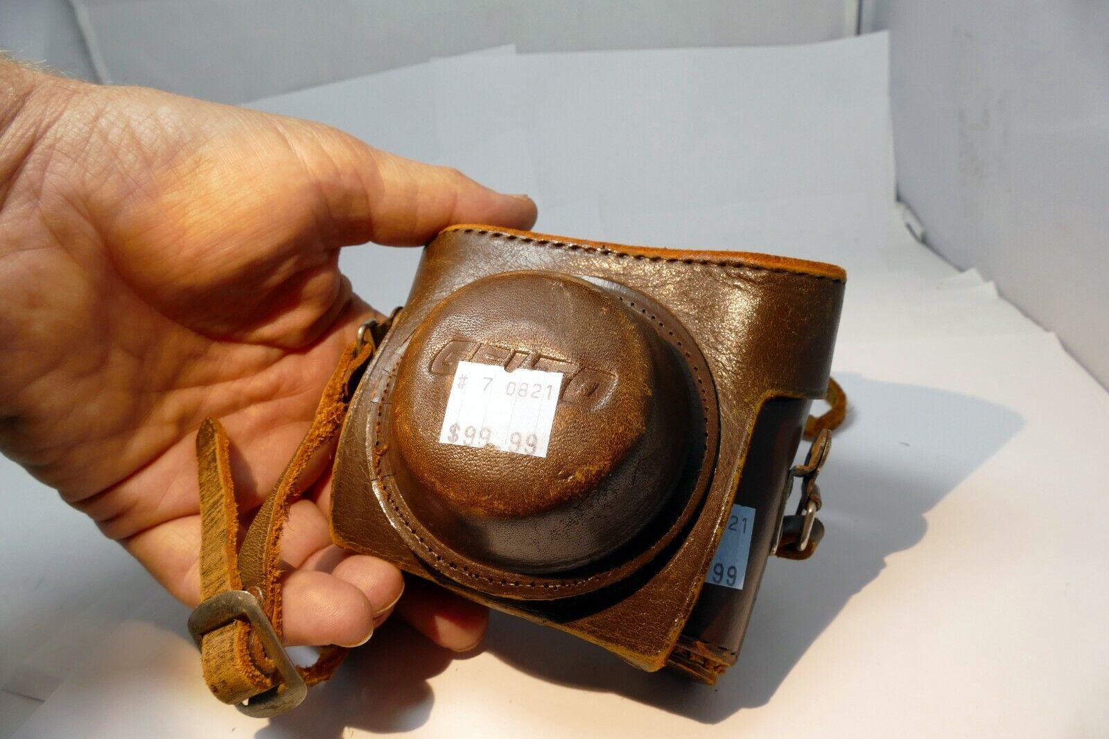 Leather case for Gelto D-III Camera Toakoki Seisakusho - AS IS PARTS - damaged