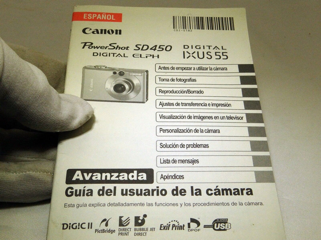 Canon SD 450 Digital IXUS 55 Espanol Guia del usuario de la camera