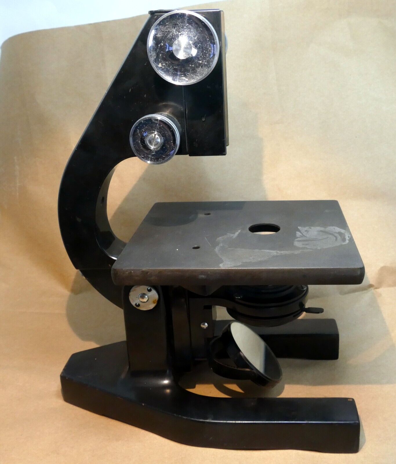Stage Base and arm for BAUSCH & LOMB Optical BRASS MICROSCOPE 1938
