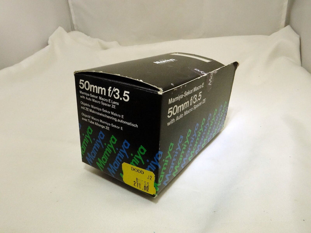 Empty box for Mamiya Sekor Macro E 50mm f3.5 Lens ZE with foam (damaged)