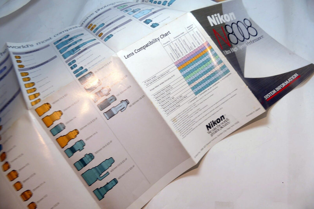 Nikon N8008 Camera System Information Brochure accessory list  1989