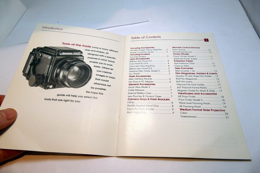Mamiya RZ 67 Brochure Accessory Owner's Guide