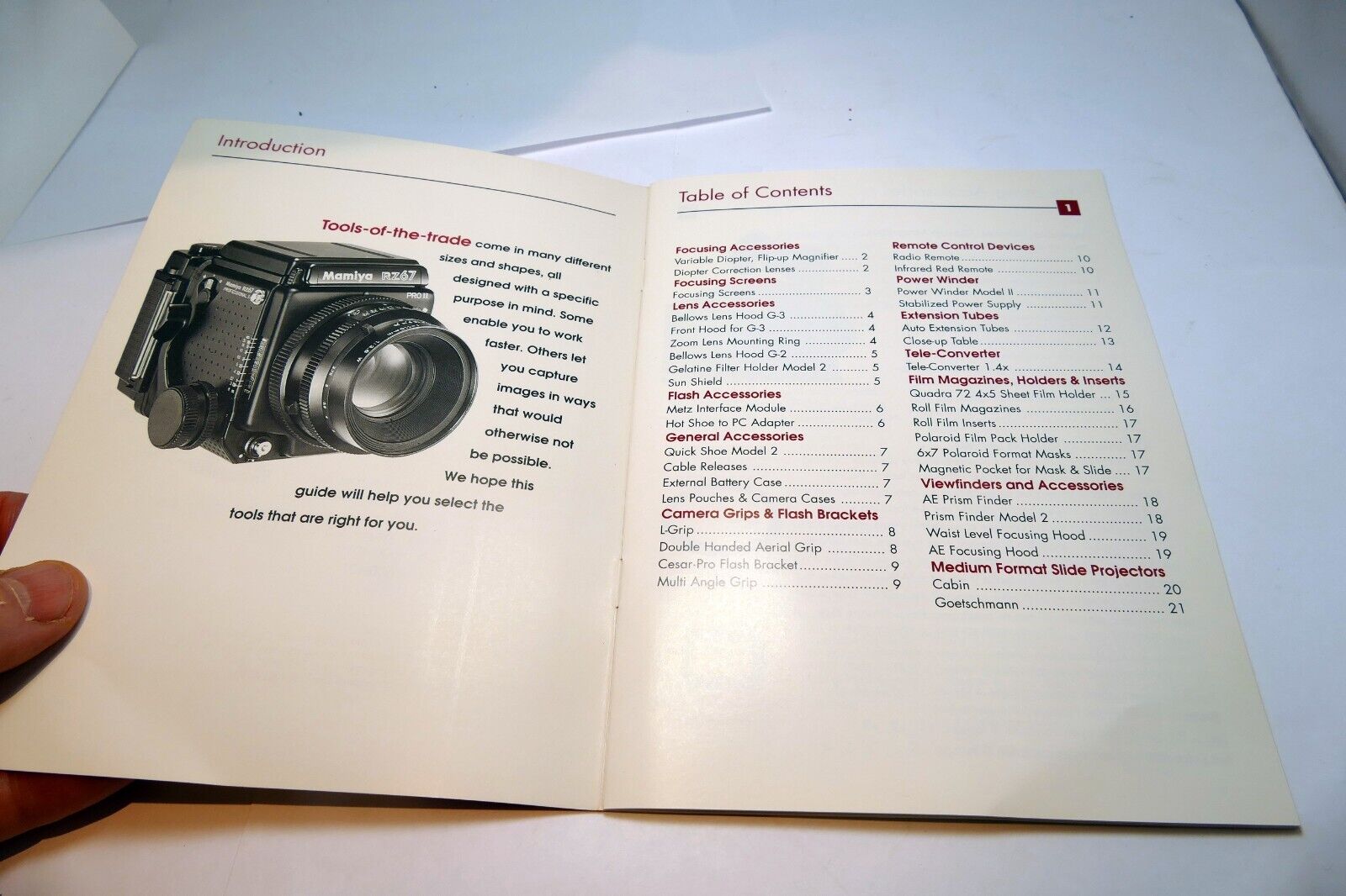 Mamiya RZ 67 Brochure Accessory Owner's Guide