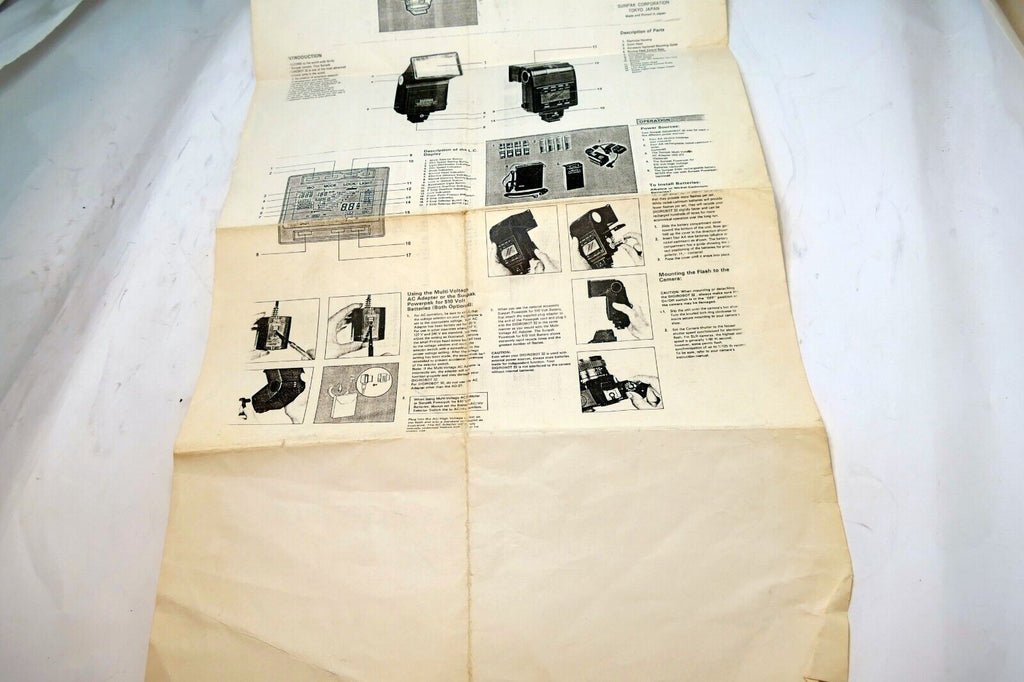 Flash guide instruction manual printed  for Sunpak Digirobot 32 vintage