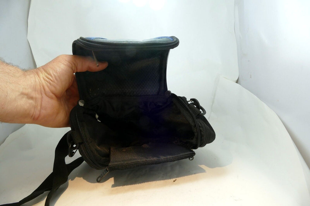 LeZura Camera Messenger Case Black /  Blue with shoulder strap