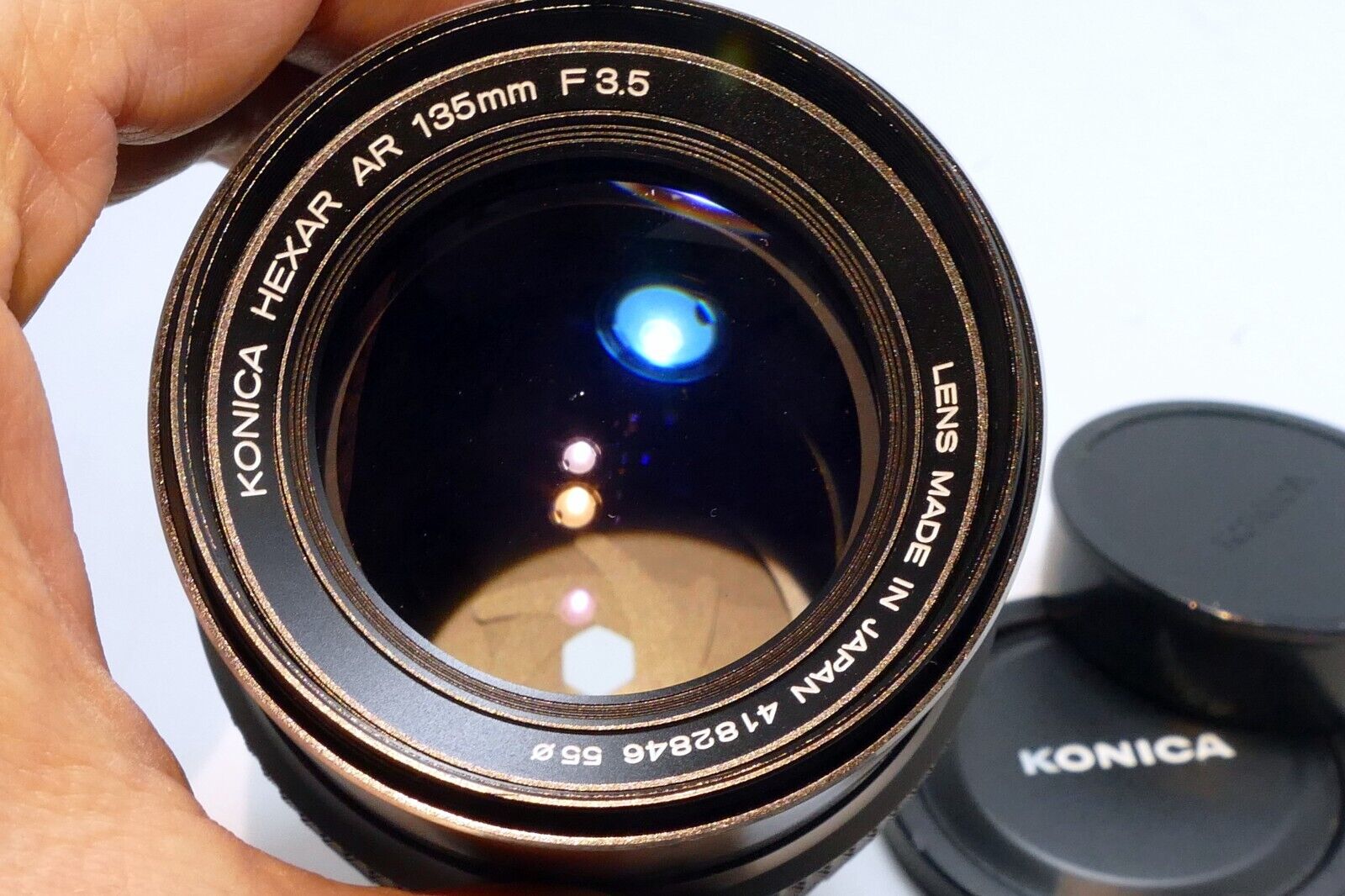 Konica 135mm F/3.5 Hexar AR Mount Lens w/ caps telephoto - Mint condition