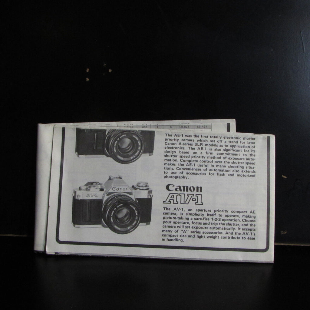 Used Canon FD camera Product Guide 1970-80's List O401818