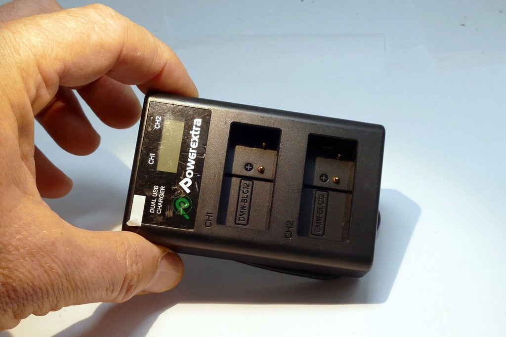 Double Powerextra Battery Charger For Panasonic 2X  DMW-BLC12 for FZ1000 USB