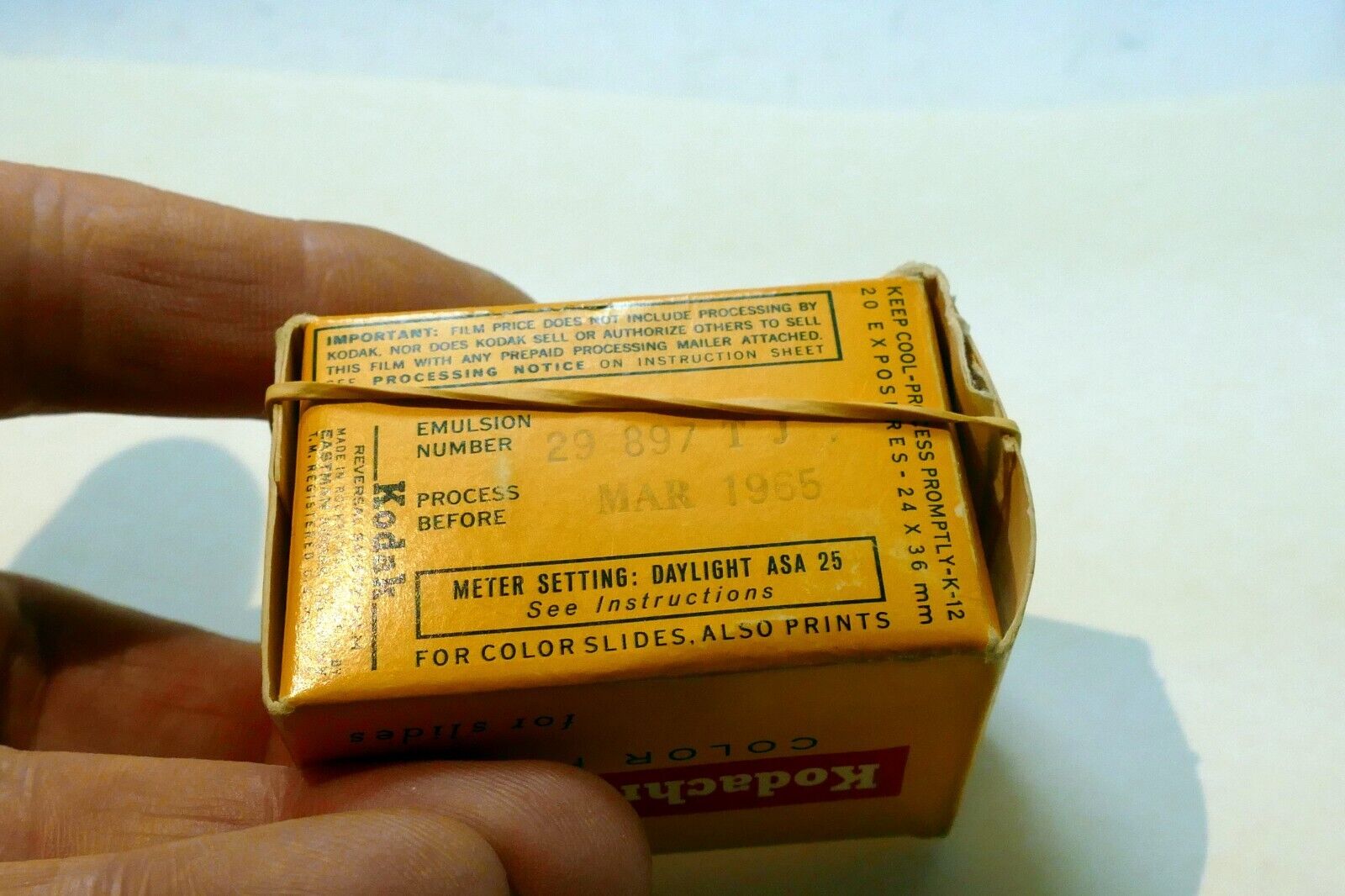 Empty Box for Kodakchrome II kodak slide film expired 1965 ASA 25 Daylight