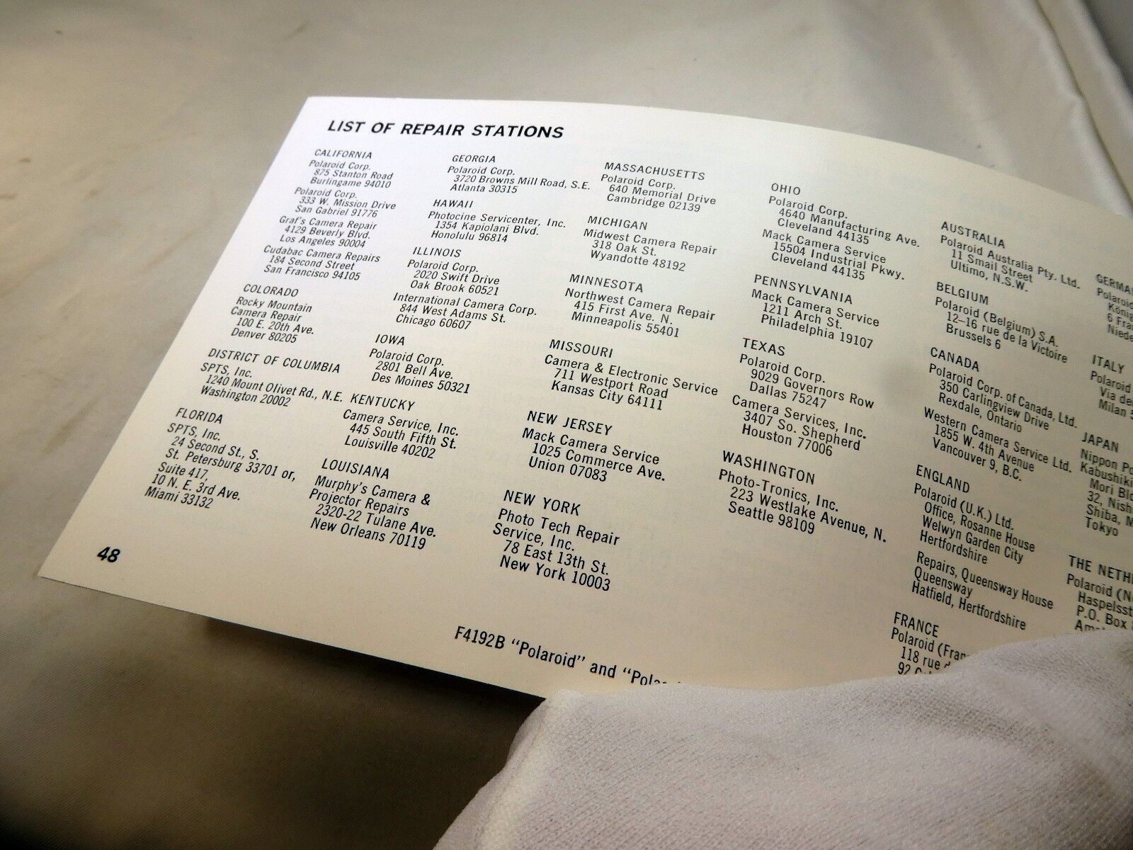Polaroid Automatic 240 land Camera  instructions English