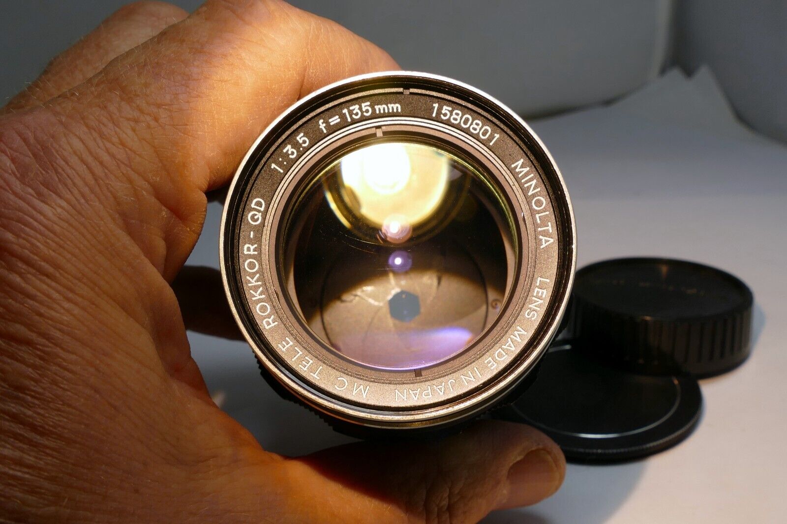 Minolta MC Tele Rokkor QD 135mm f3.5 Lens - AS IS with aperture oil stuck