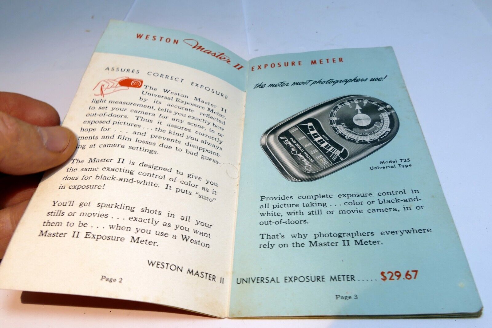 Weston vintage light meter sales brochure  guide Master II Thermometer