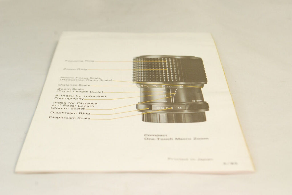 Automatic Diaphragm Multi-coated Lens Instructional Booklet vintage En 7115051