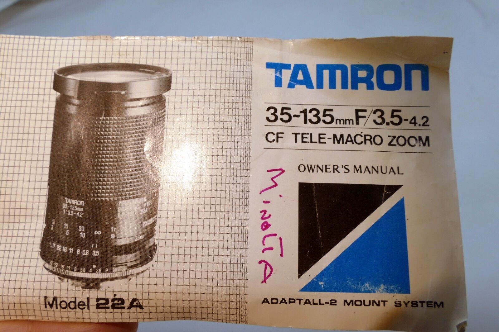 Tamron 35-135mm f3.5-4.2 lens Owner's Manual Adaptall guide