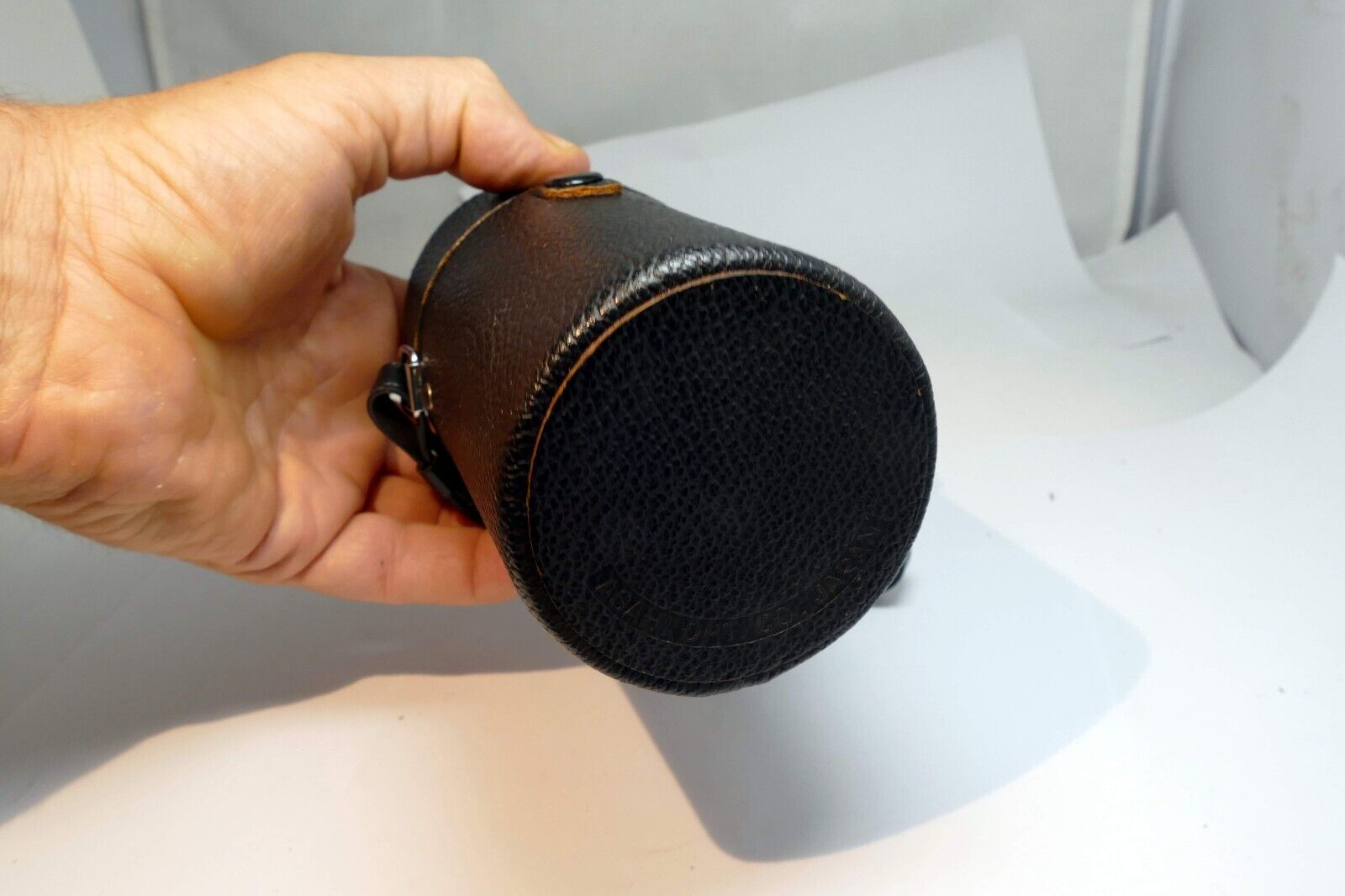 Pentax Takumar hard Lens Case 135mm f3.5 SMC  Super M42 - green liner  w/ strap