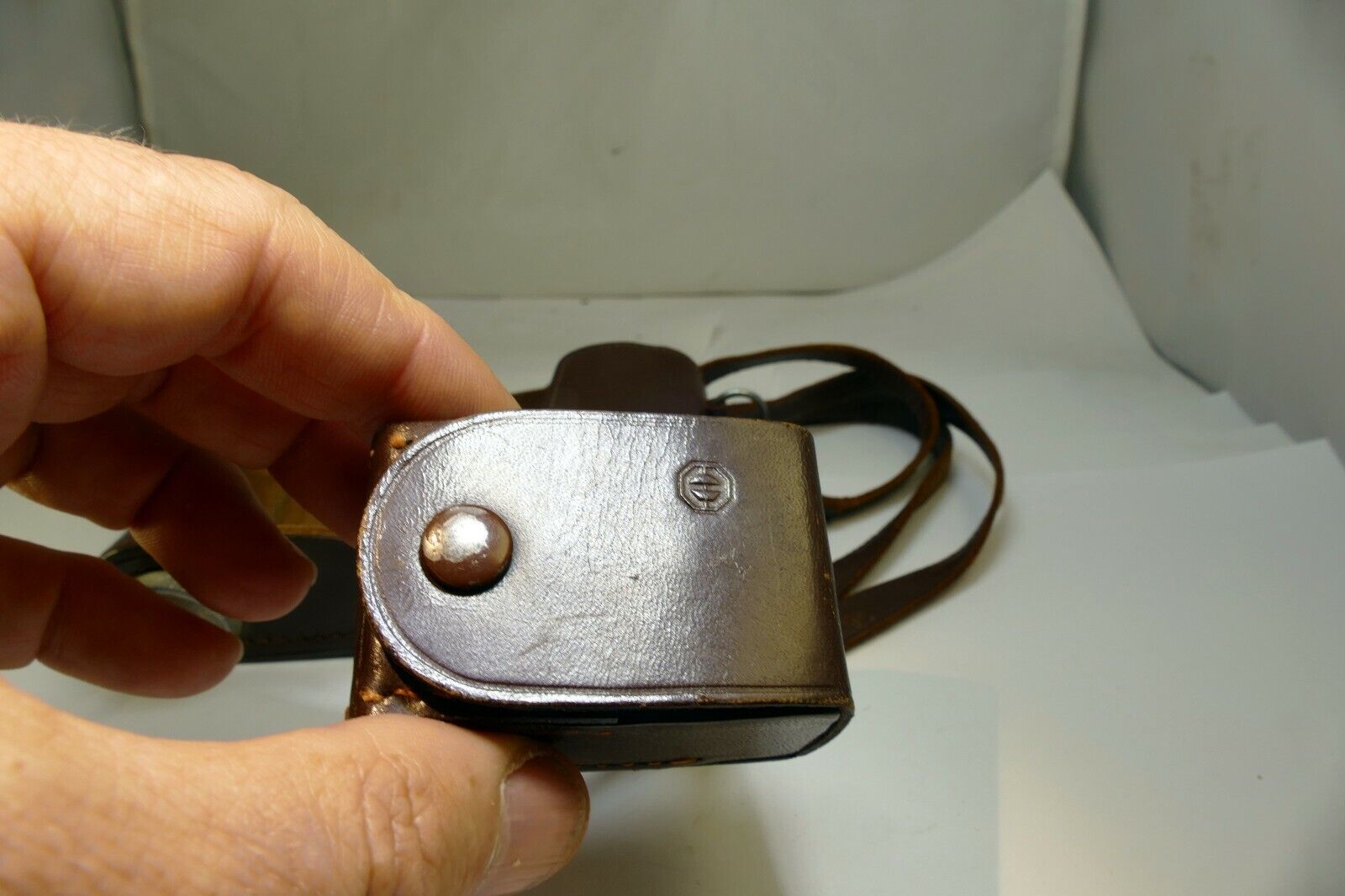 Bottom part of leather case Metrawatt AG Nuremberg rangefinder cameras w/ strap