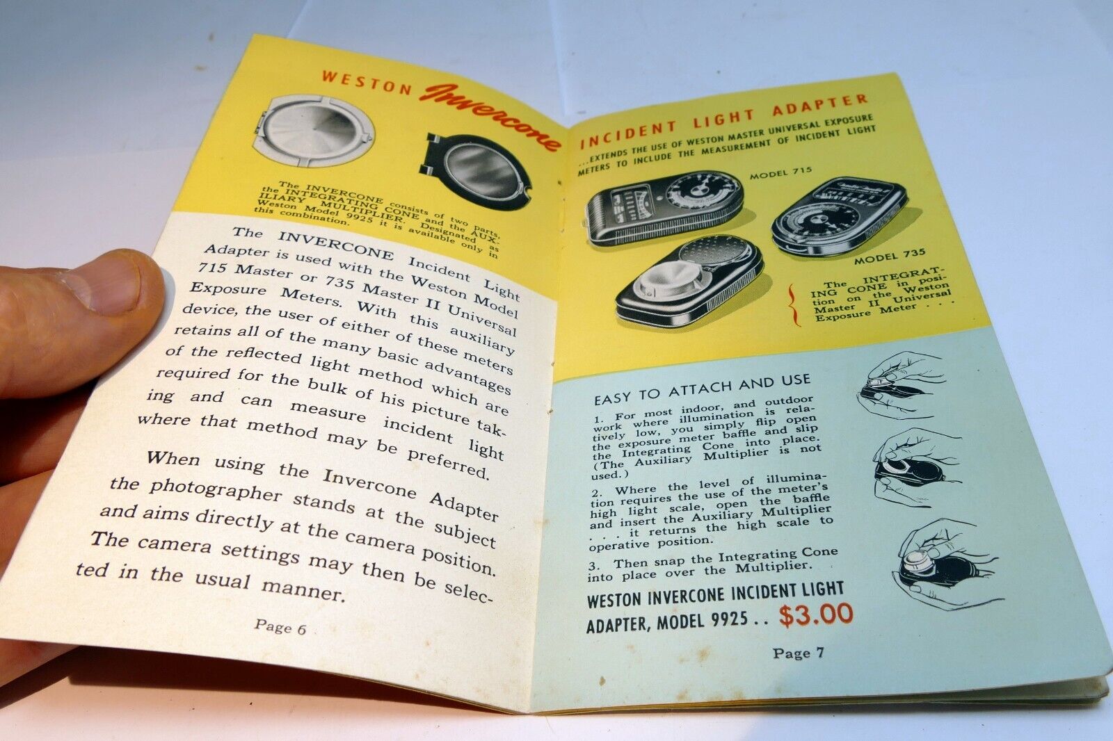 Weston vintage light meter sales brochure  guide Master II Thermometer