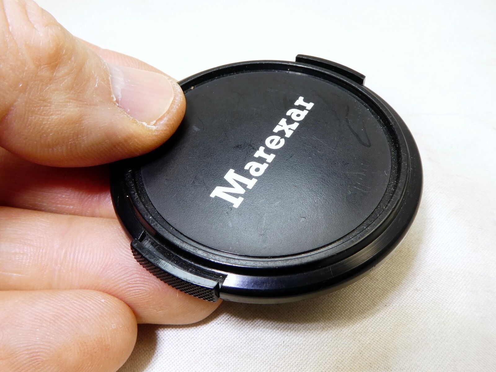 Marexar 52mm  Lens Front Cap snap on type vintage plastic black