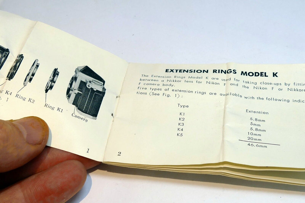 Nikon Model K Extension Rings Macro  Instruction Guide (EN) Manual