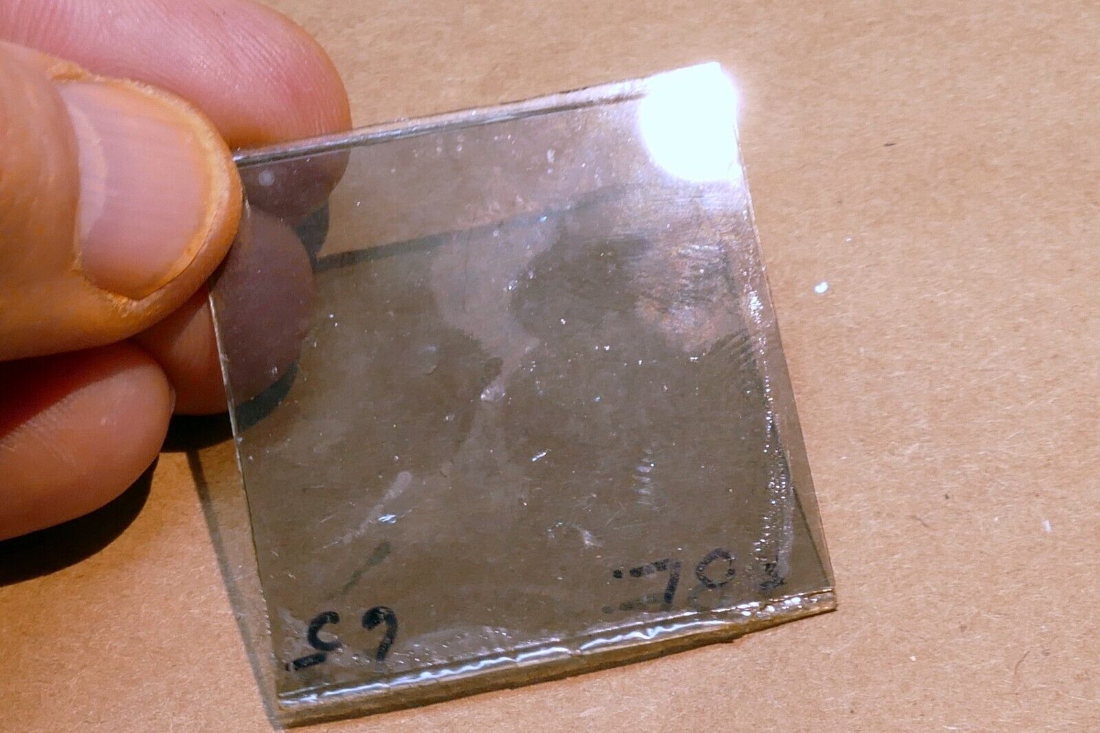 Microscope 4X4cm 40X40mm polarizing filter glass POL. 65 square
