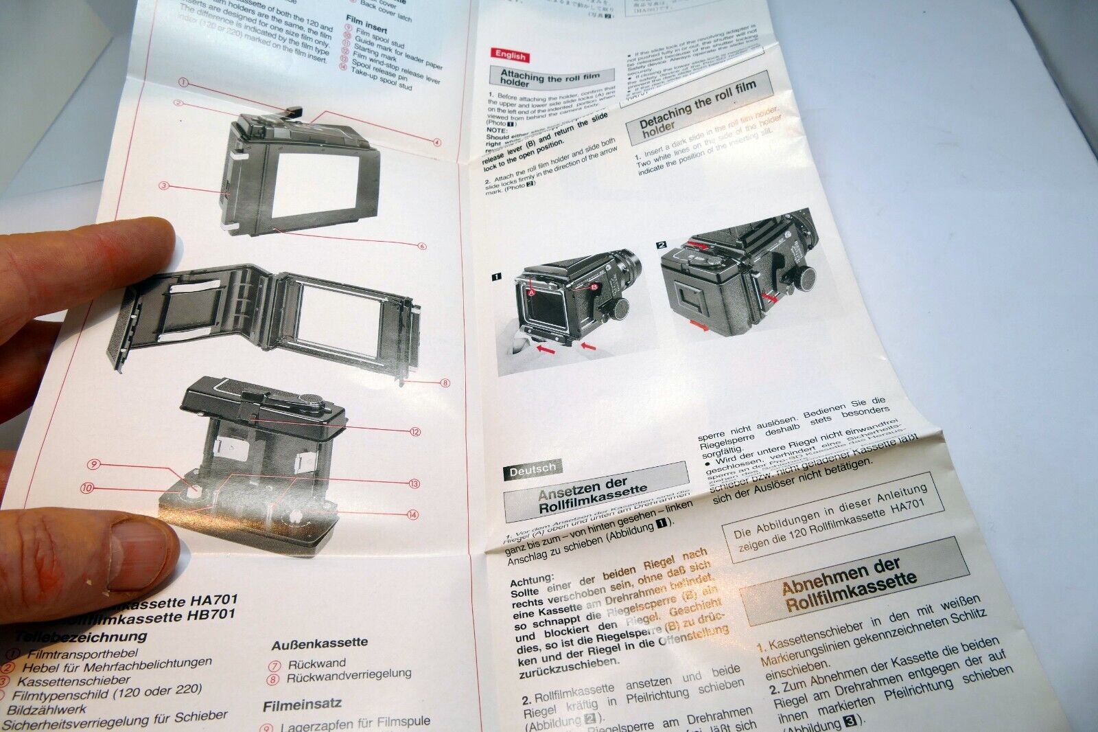Mamiya RB67 Roll film Back Holder Instructions Guide Manual HA701 HB701