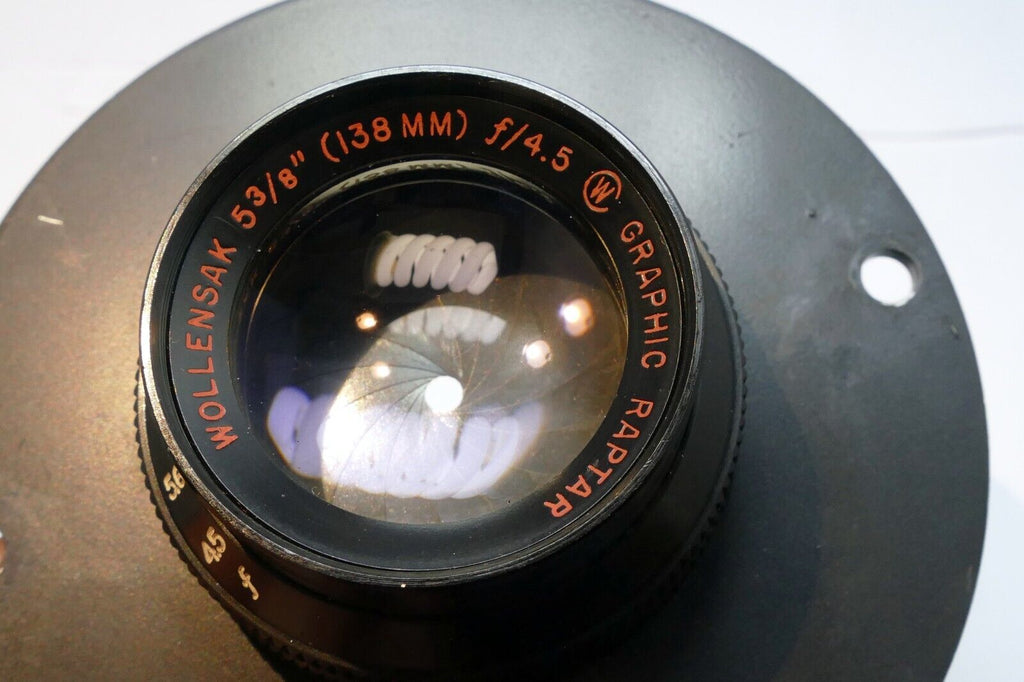 Wollensak 5 3/8" (138mm) f4.5 Graphic Raptar lens