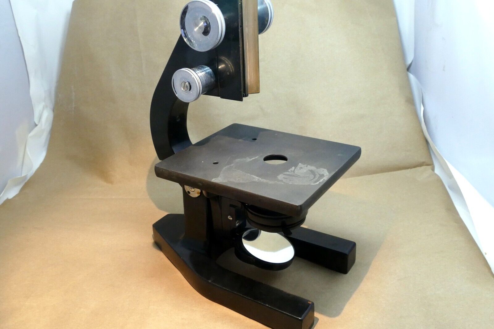 Stage Base and arm for BAUSCH & LOMB Optical BRASS MICROSCOPE 1938