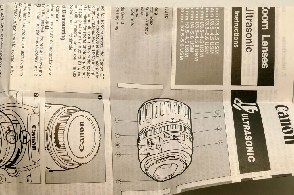 Canon 28-105mm EF Ultrasonic Lens guide 100-300mm USM Brochure