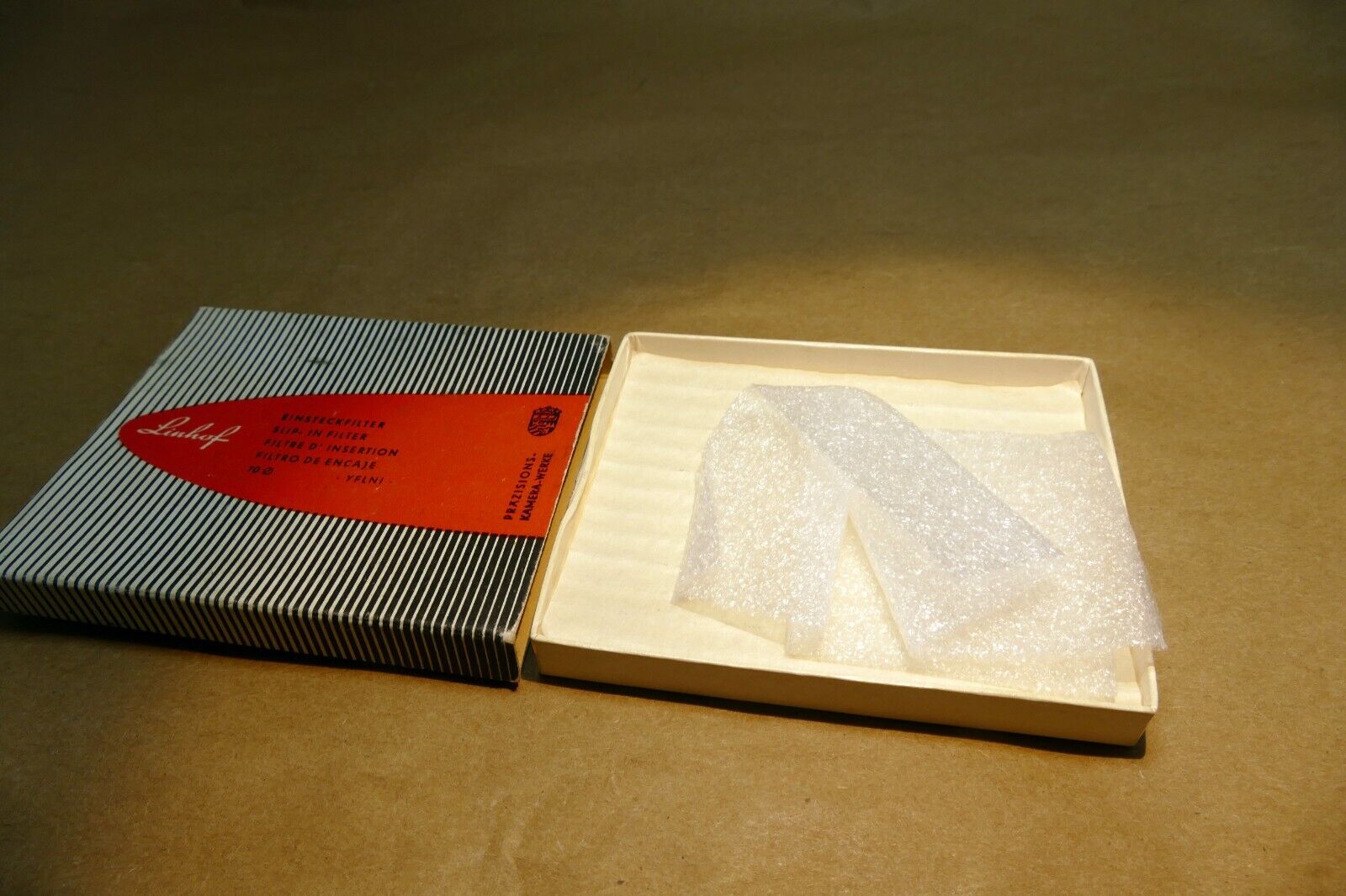 empty lens box (only) for Linhof filter 70 mm yflni slip in type 3X3.5"