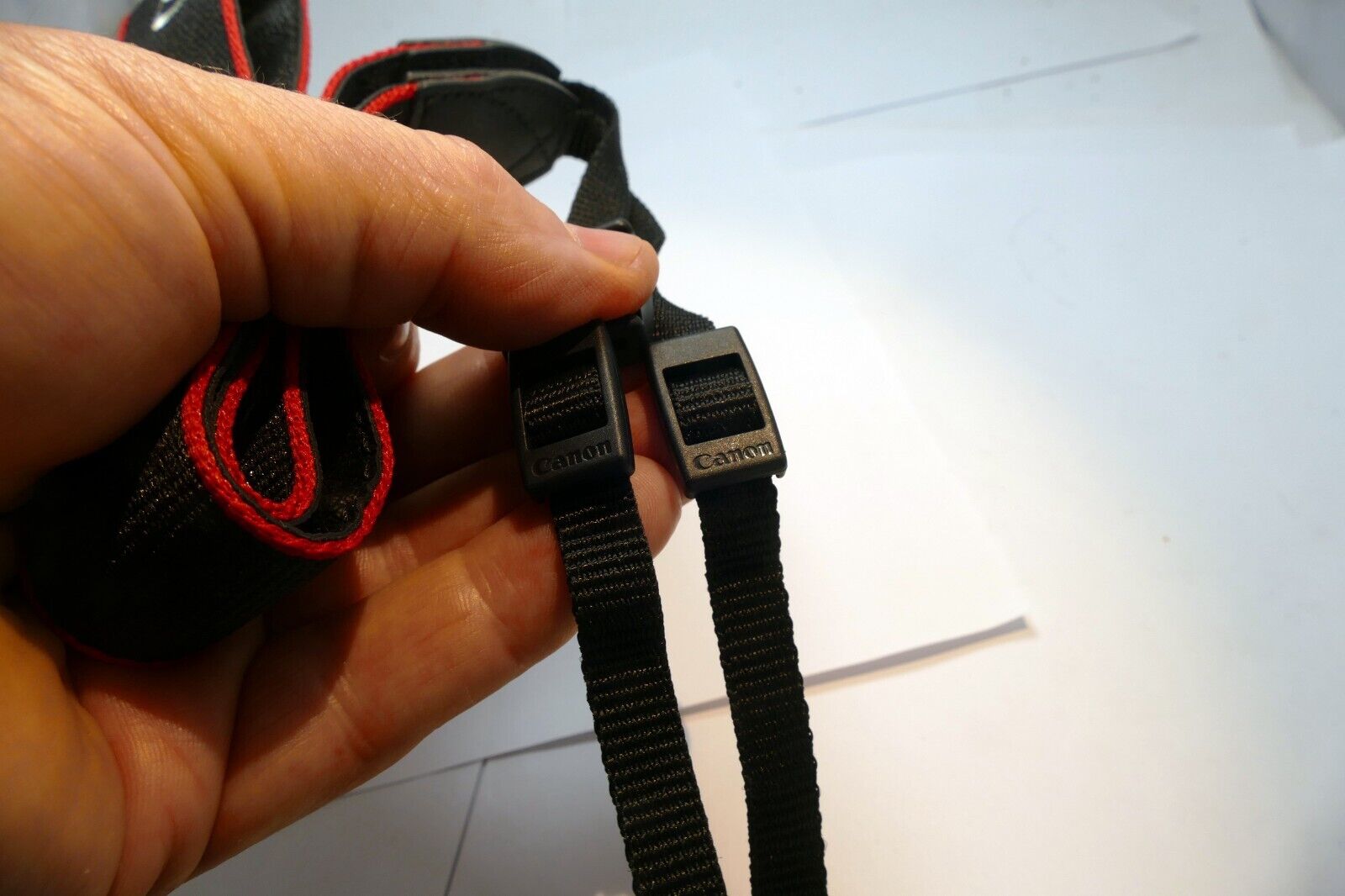 Canon EOS Camera Shoulder Strap Black-White Embroidered 3cm wide - OEM Genuine