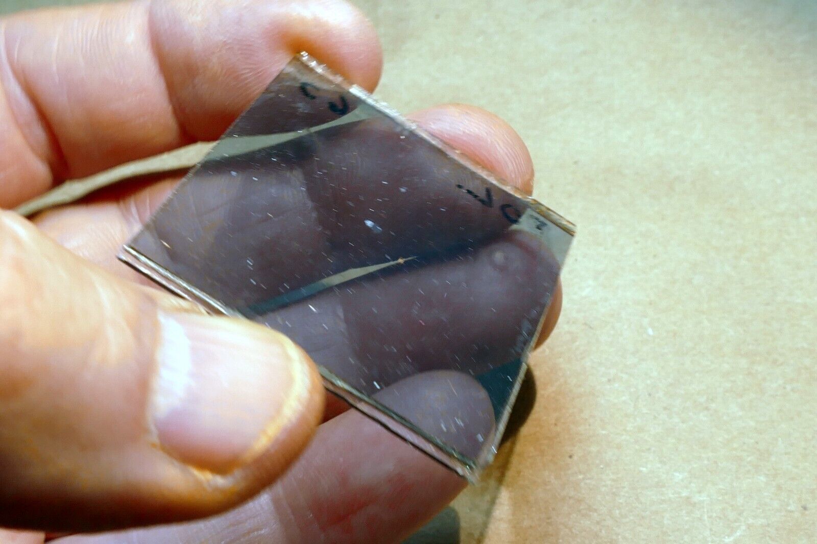 Microscope 4X4cm 40X40mm polarizing filter glass POL. 65 square
