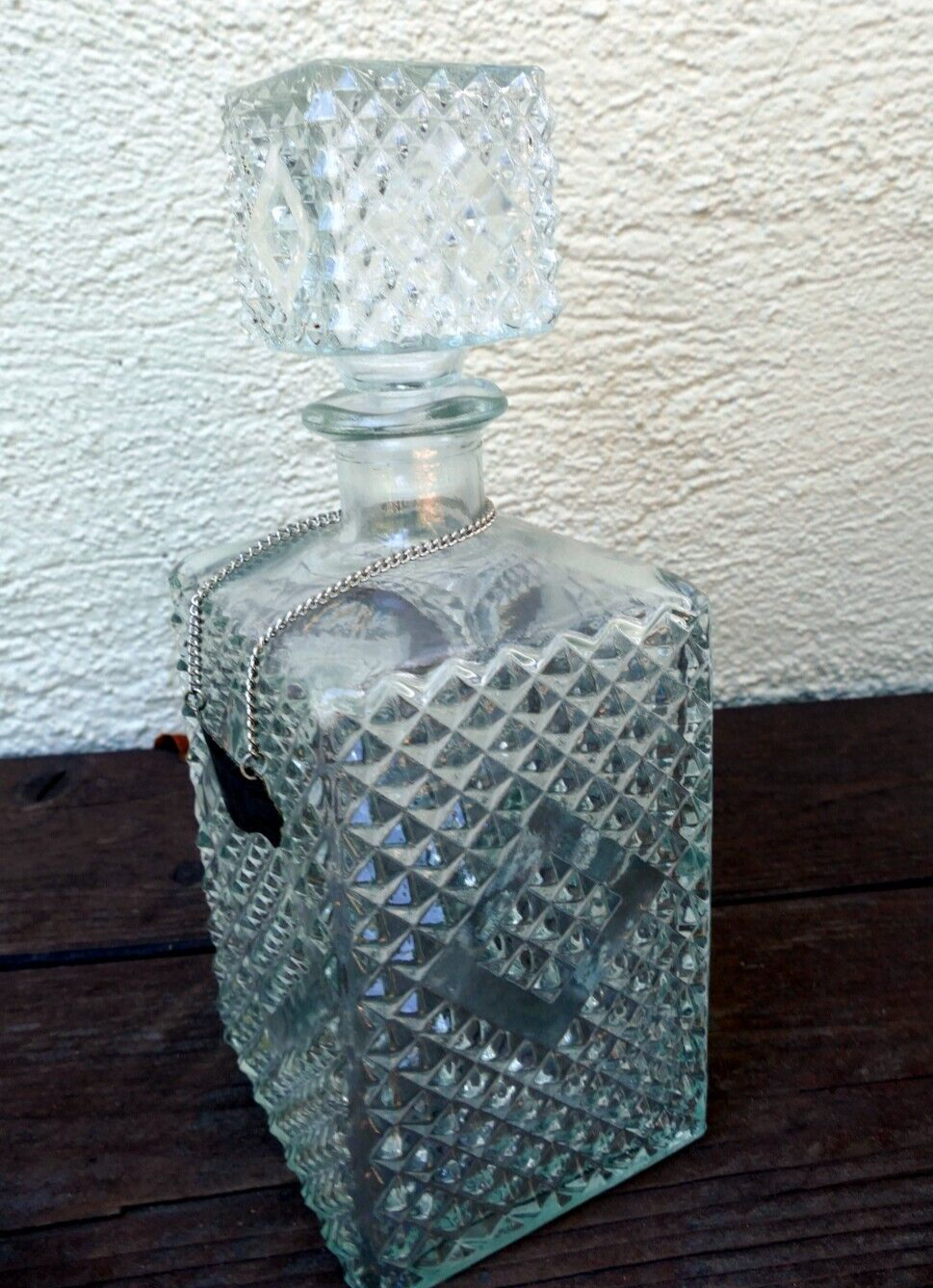 1 Litter Glass Decanter With Stopper 10" tall "Vodka" square