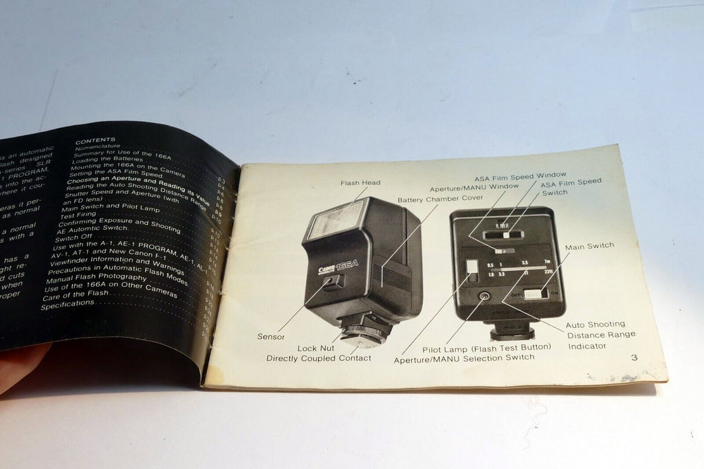 Canon Speedlite 166A Owners Manual Guide camera English